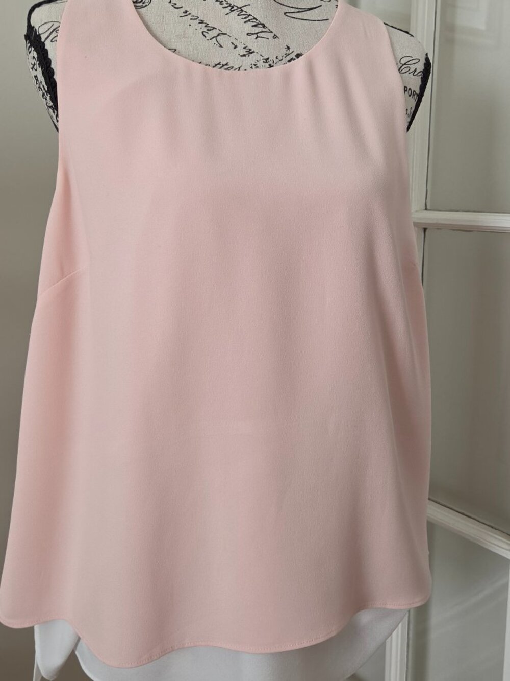 Banana Republic L Blush Pink Layered Sleeveless Blouse Back Zip